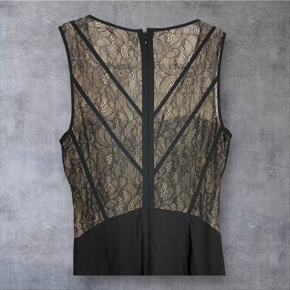 Max and Cleo Evening Gown 4 Black Mesh Sheer Panel Formal Event Elegant Maxi - Picture 6 of 8